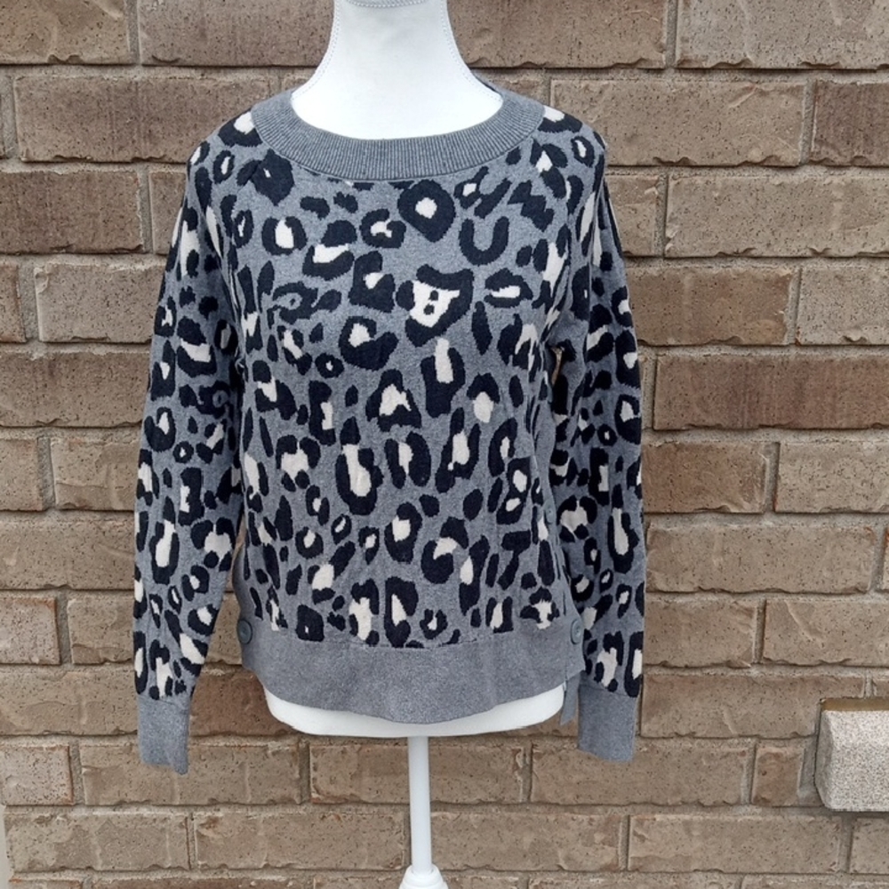 Stella & Dot Charcoal Animal Print Sweater